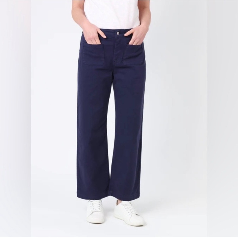 Avec Les Filles High‎ Rise Wide Leg Utility Pants Navy Size 8 Workwear Office